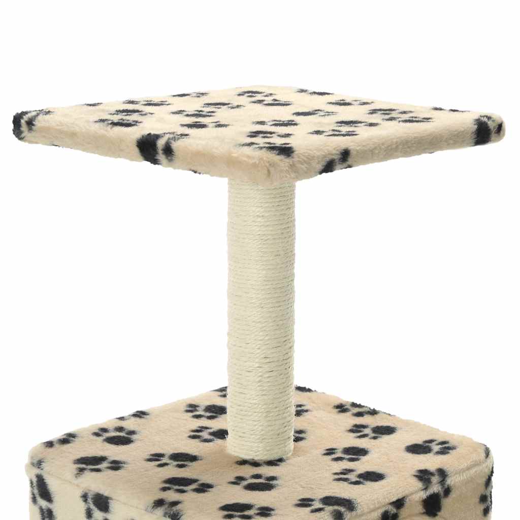 Katzen-Kratzbaum Sisal Beige Pfoten-Aufdruck