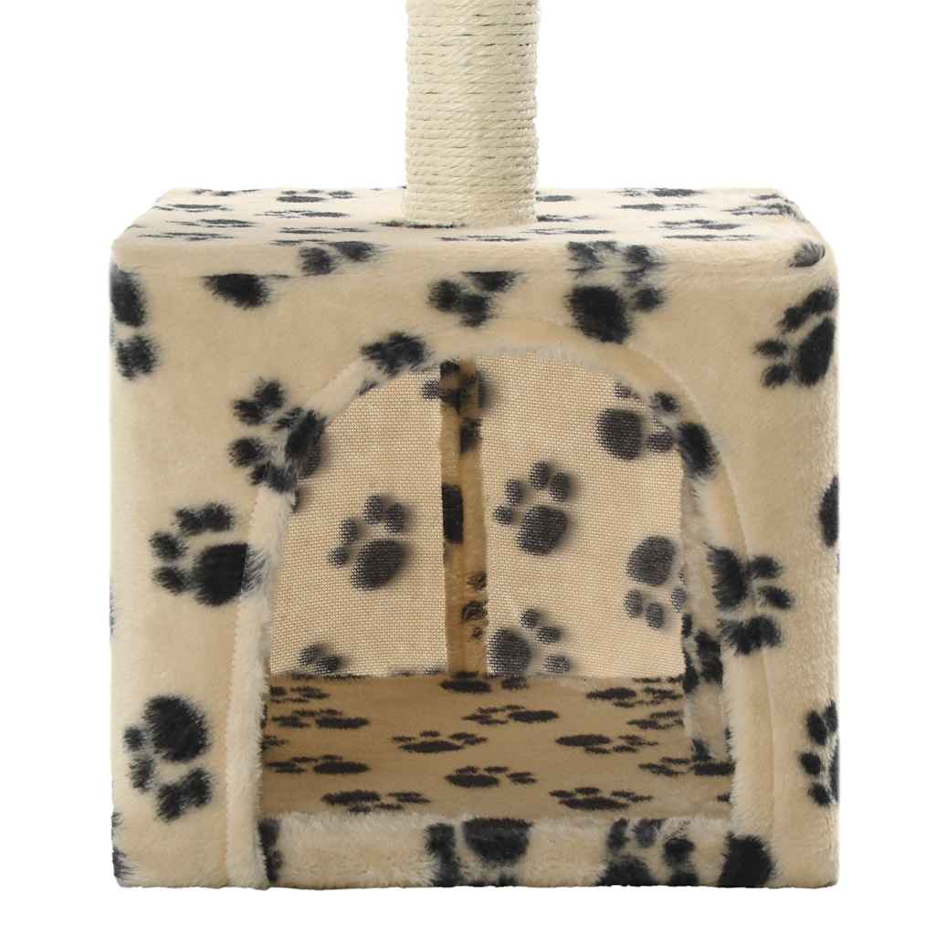Katzen-Kratzbaum Sisal Beige Pfoten-Aufdruck