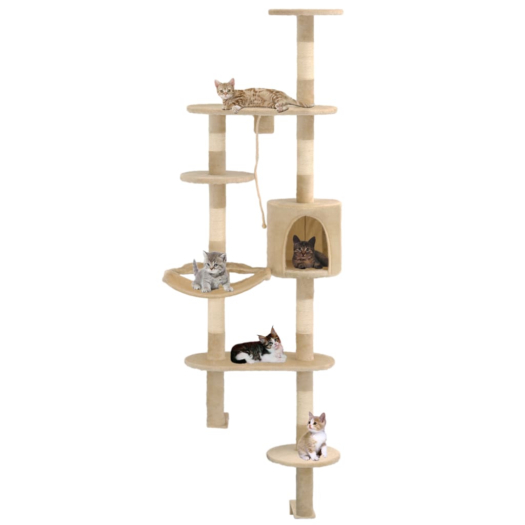 Wandkratzbaum Mit Sisal-Kratzsäulen 194 Cm Beige/Braun