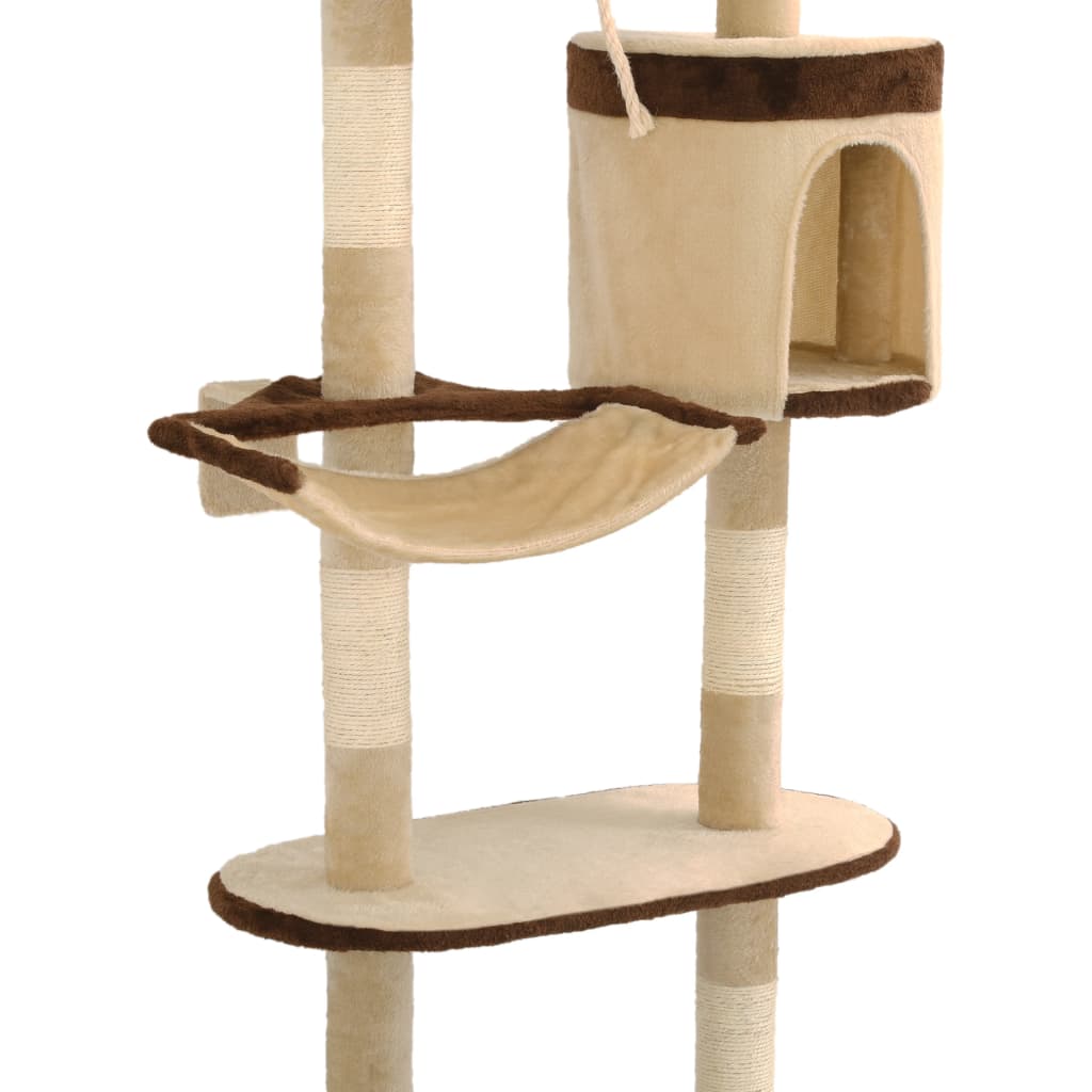 Wandkratzbaum Mit Sisal-Kratzsäulen 194 Cm Beige/Braun