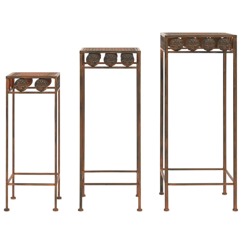 Pflanzenständer-Set 3-Tlg. Vintage-Stil Metall Rostfarben