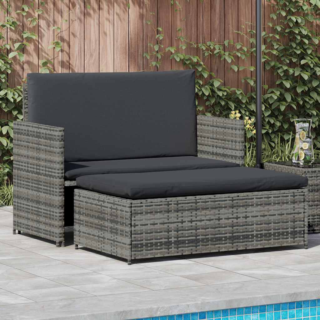 2-Tlg. Garten-Lounge-Set Mit Auflagen Poly Rattan