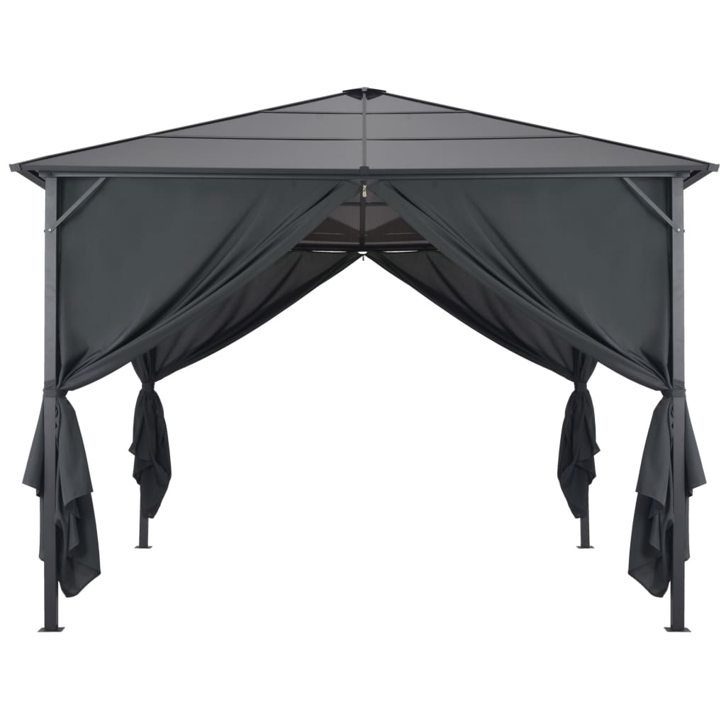 Gartenpavillon Mit Vorhang Aluminium 3×3 M Schwarz