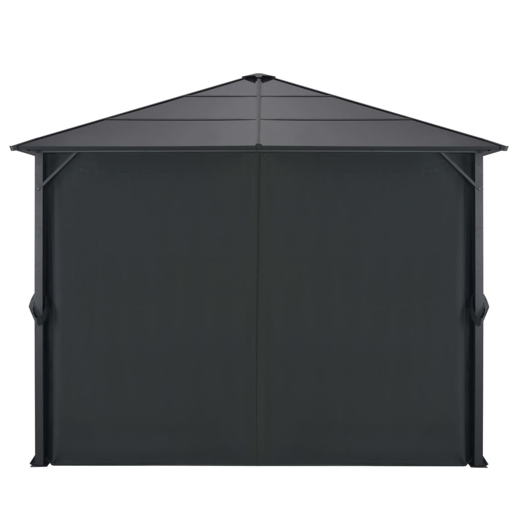 Gartenpavillon Mit Vorhang Aluminium 3×3 M Schwarz