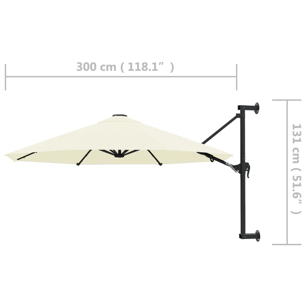 Sonnenschirm Zur Wandmontage Mit Metall-Mast 300 Cm Sandweiß