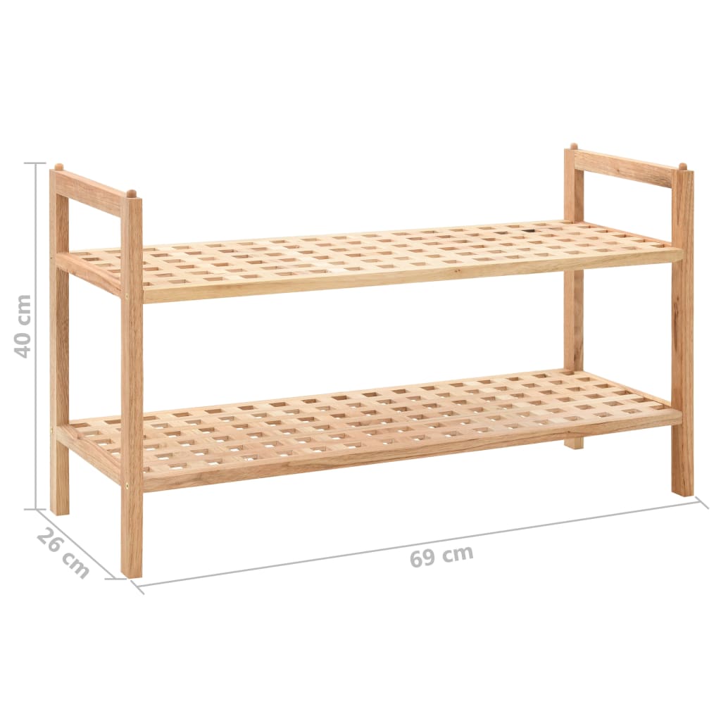 Schuhregal Walnussholz Massiv 69X26X40 Cm