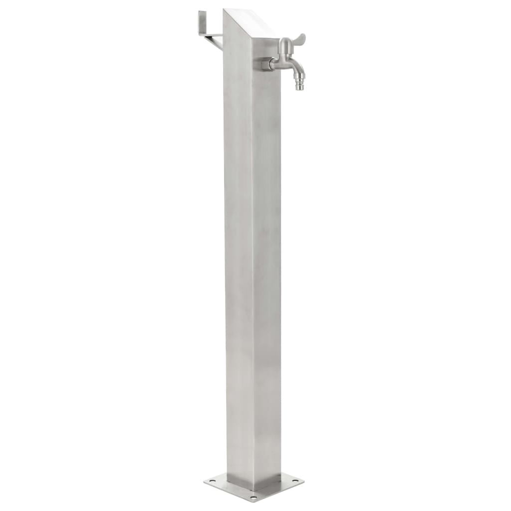 Garten-Wassersäule Edelstahl Quadratisch 95 Cm Braun