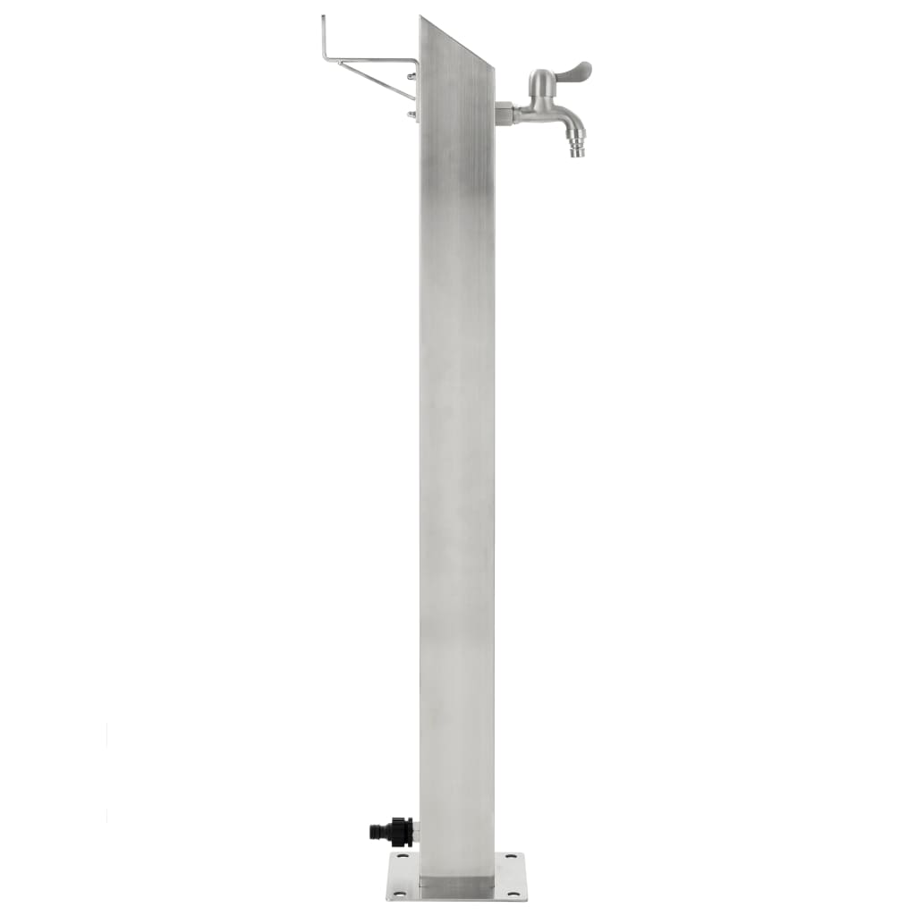 Garten-Wassersäule Edelstahl Quadratisch 95 Cm Braun