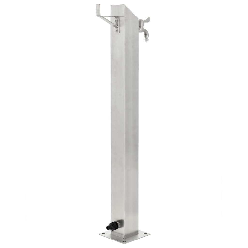 Garten-Wassersäule Edelstahl Quadratisch 95 Cm Braun