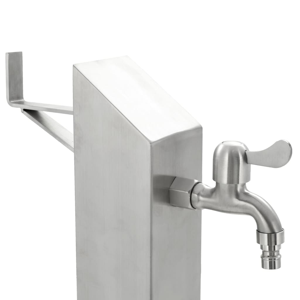 Garten-Wassersäule Edelstahl Quadratisch 95 Cm Braun