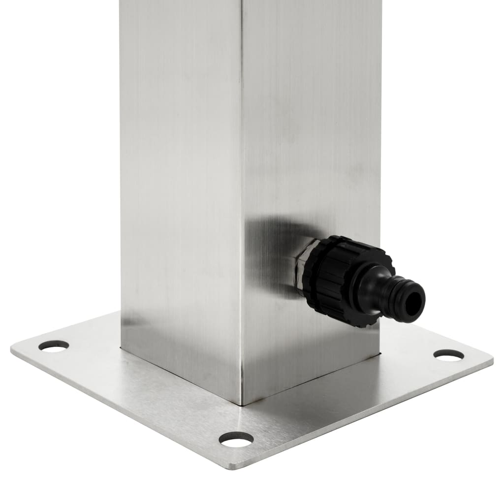 Garten-Wassersäule Edelstahl Quadratisch 95 Cm Braun
