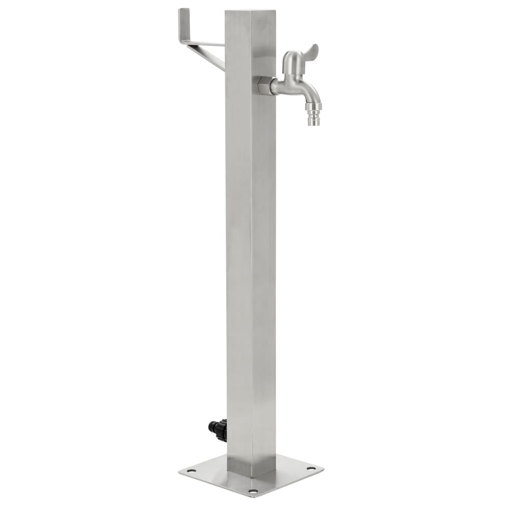Garten-Wassersäule Edelstahl Quadratisch 65 Cm Braun