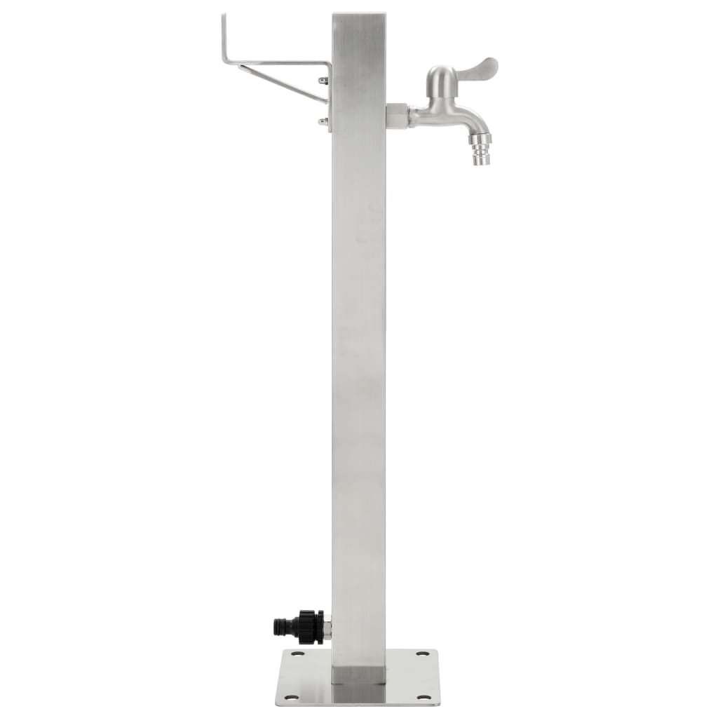 Garten-Wassersäule Edelstahl Quadratisch 65 Cm Braun
