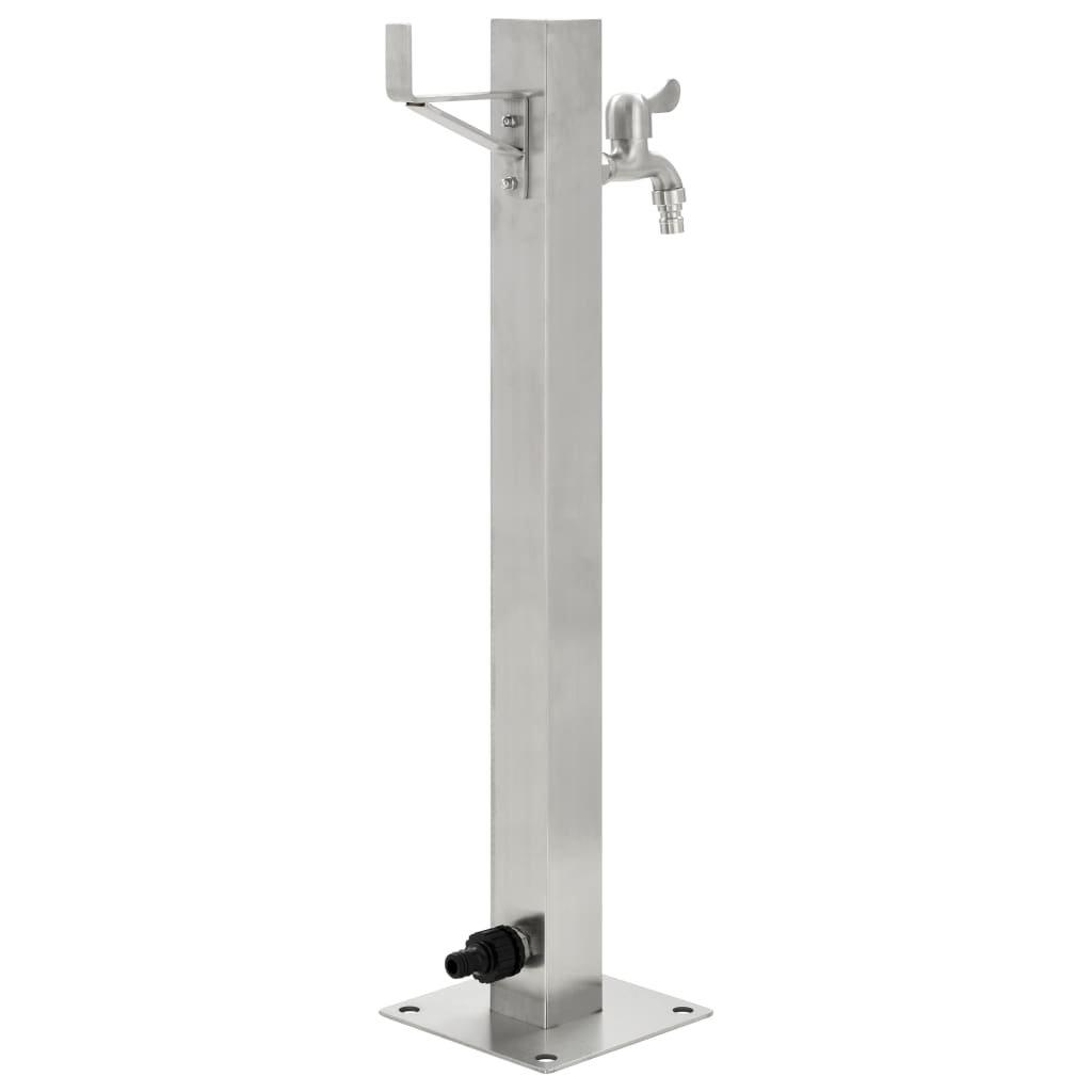 Garten-Wassersäule Edelstahl Quadratisch 65 Cm Braun