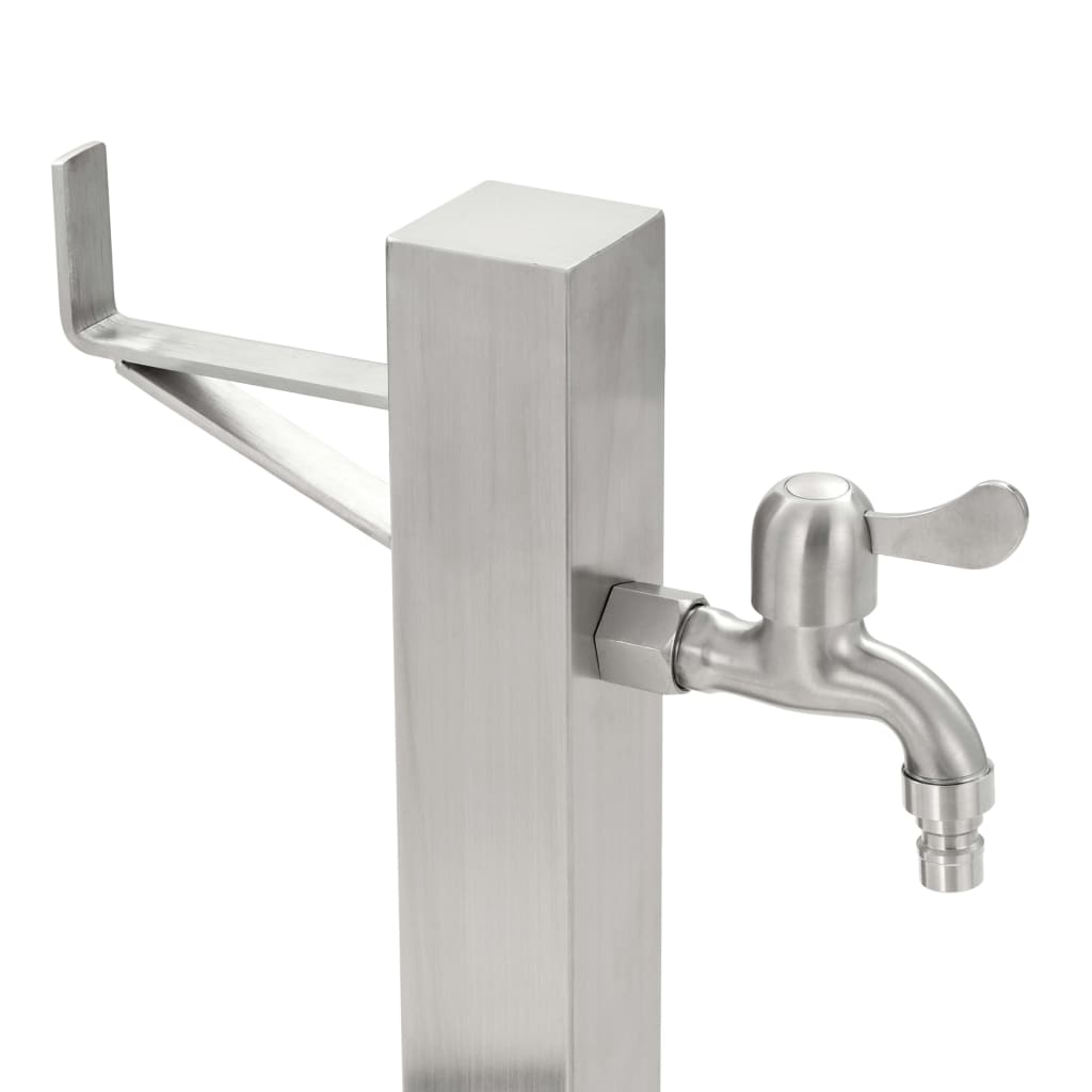 Garten-Wassersäule Edelstahl Quadratisch 65 Cm Braun