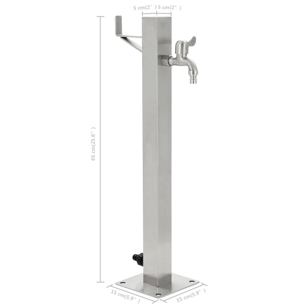 Garten-Wassersäule Edelstahl Quadratisch 65 Cm Braun