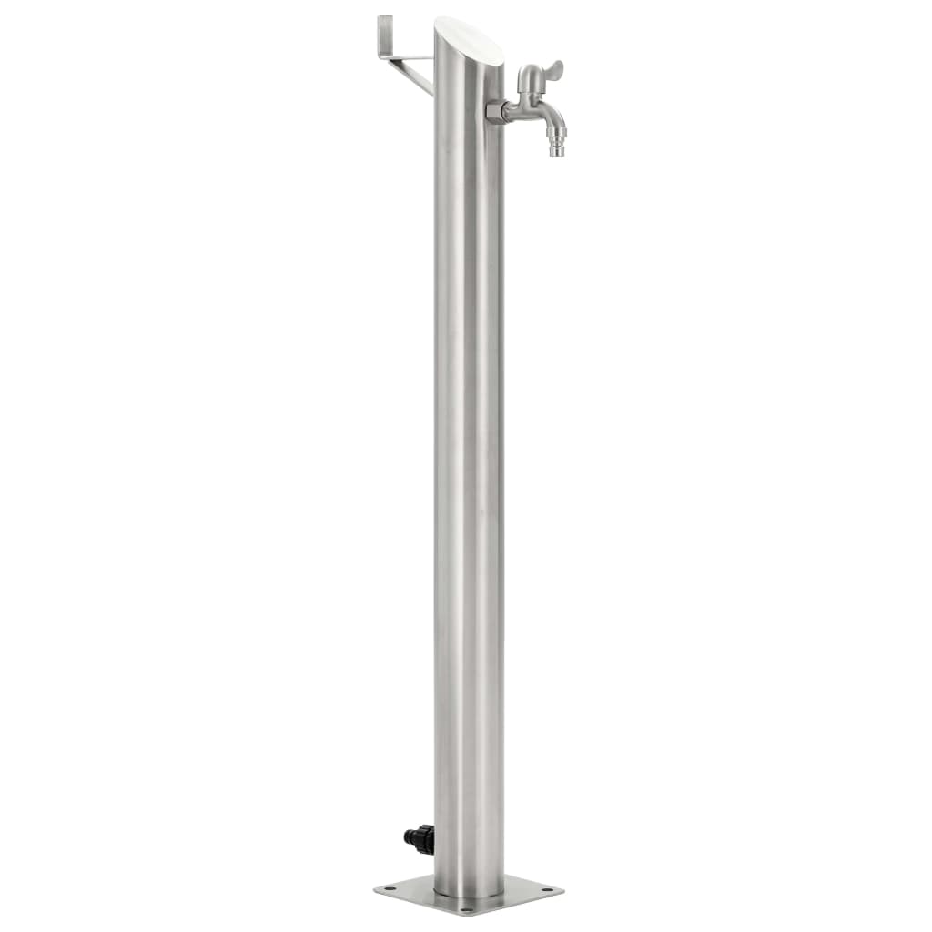 Garten-Wassersäule Edelstahl Rund 95 Cm Braun