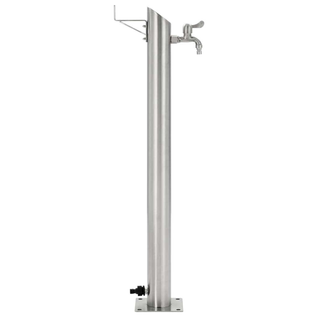 Garten-Wassersäule Edelstahl Rund 95 Cm Braun
