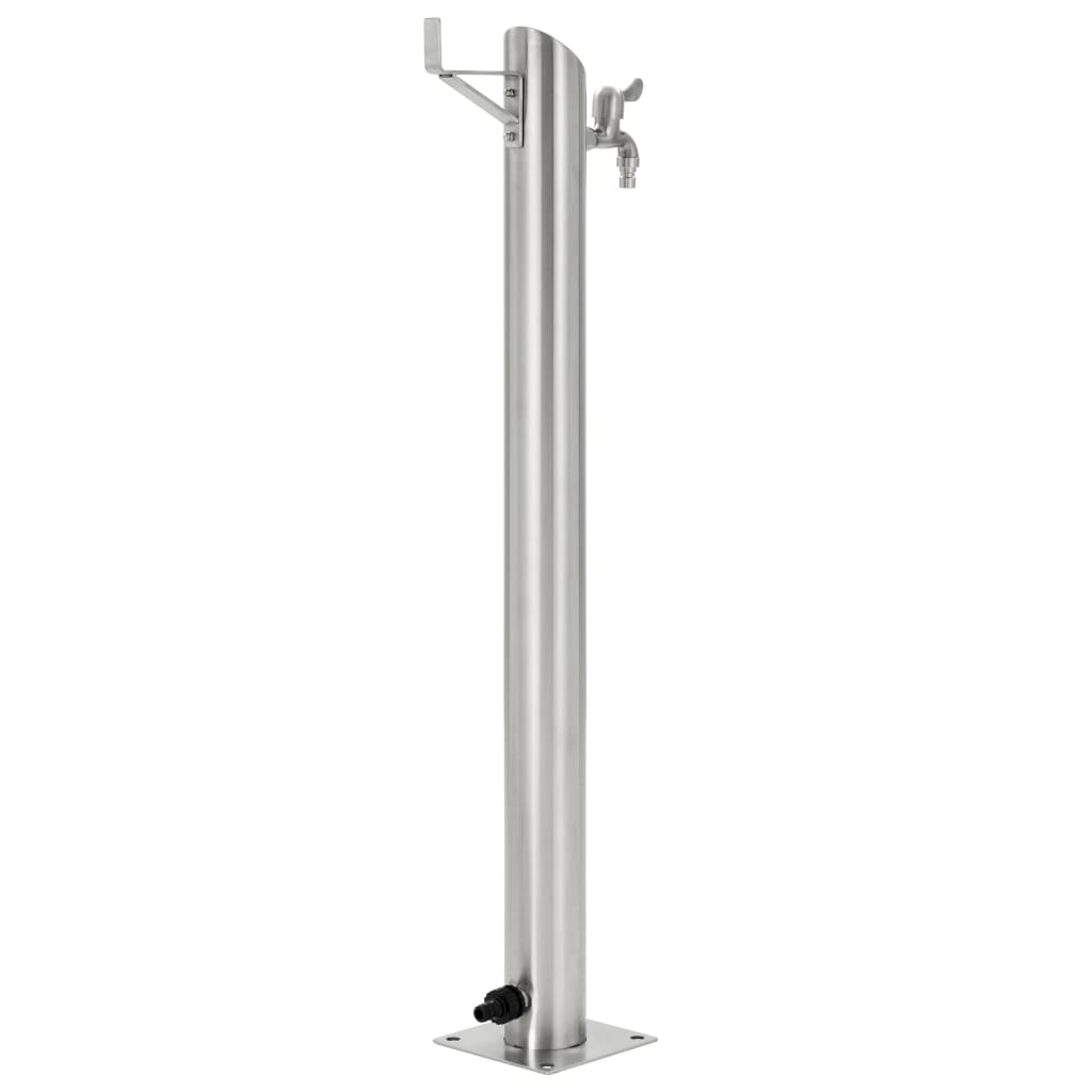 Garten-Wassersäule Edelstahl Rund 95 Cm Braun