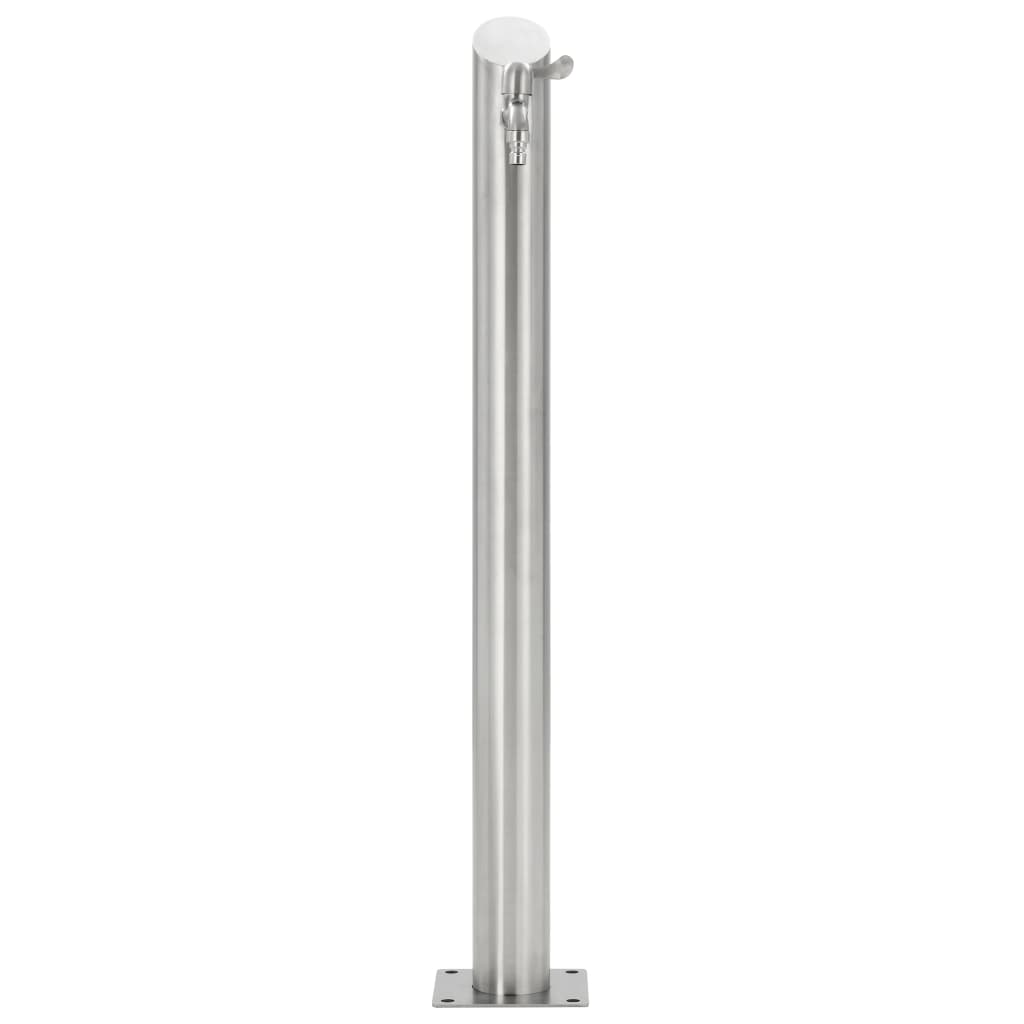 Garten-Wassersäule Edelstahl Rund 95 Cm Braun