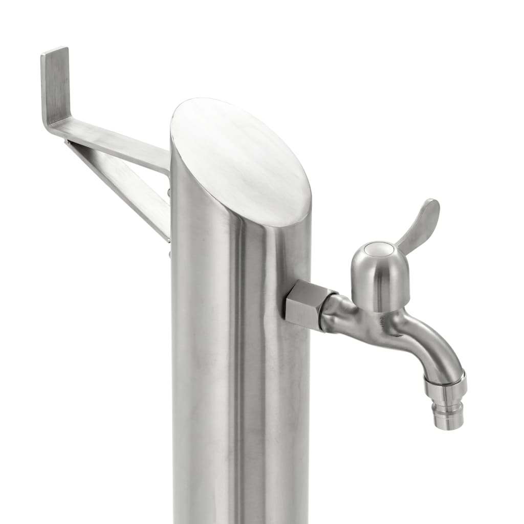 Garten-Wassersäule Edelstahl Rund 95 Cm Braun