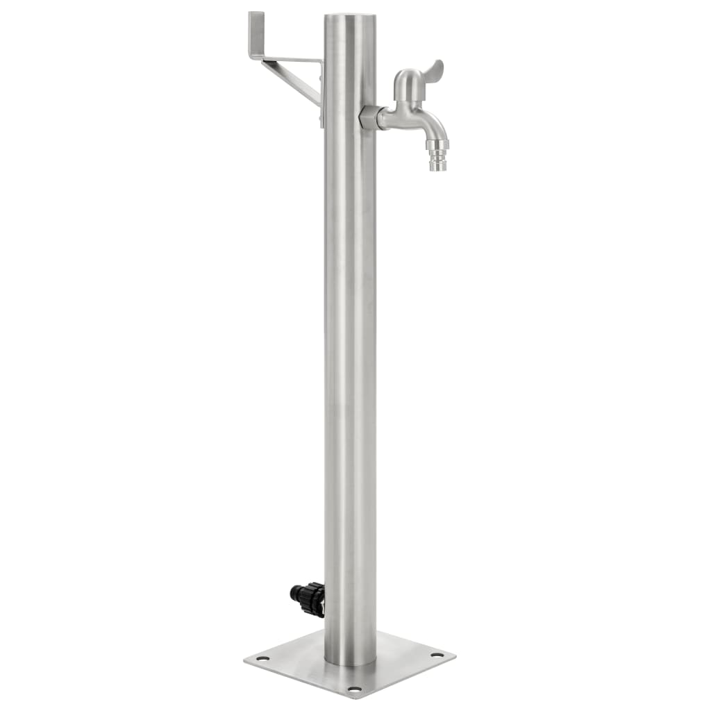 Garten-Wassersäule Edelstahl Rund 65 Cm Braun