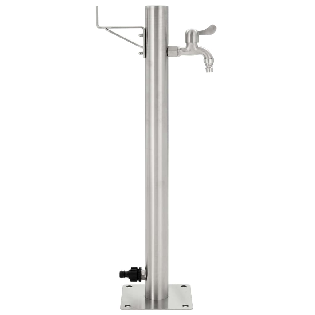 Garten-Wassersäule Edelstahl Rund 65 Cm Braun