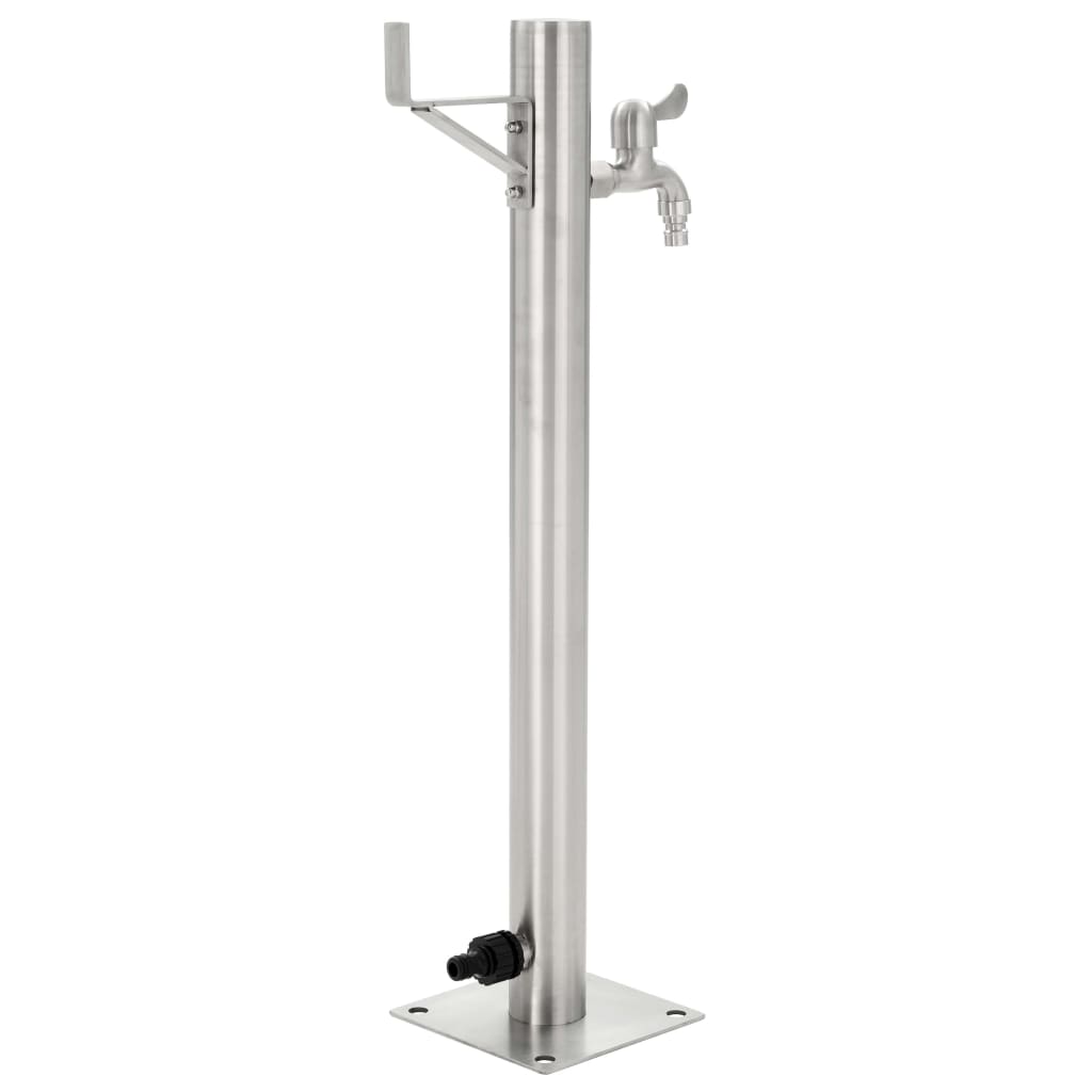 Garten-Wassersäule Edelstahl Rund 65 Cm Braun