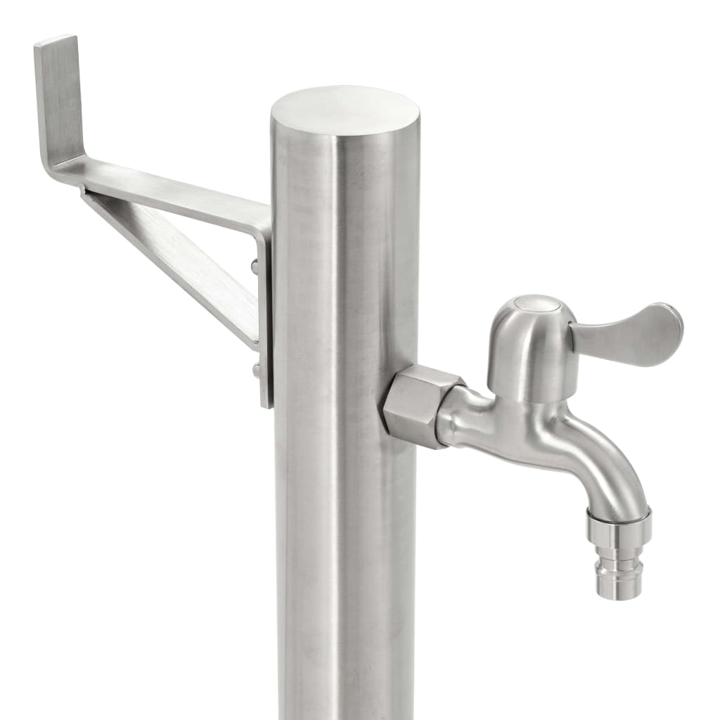 Garten-Wassersäule Edelstahl Rund 65 Cm Braun