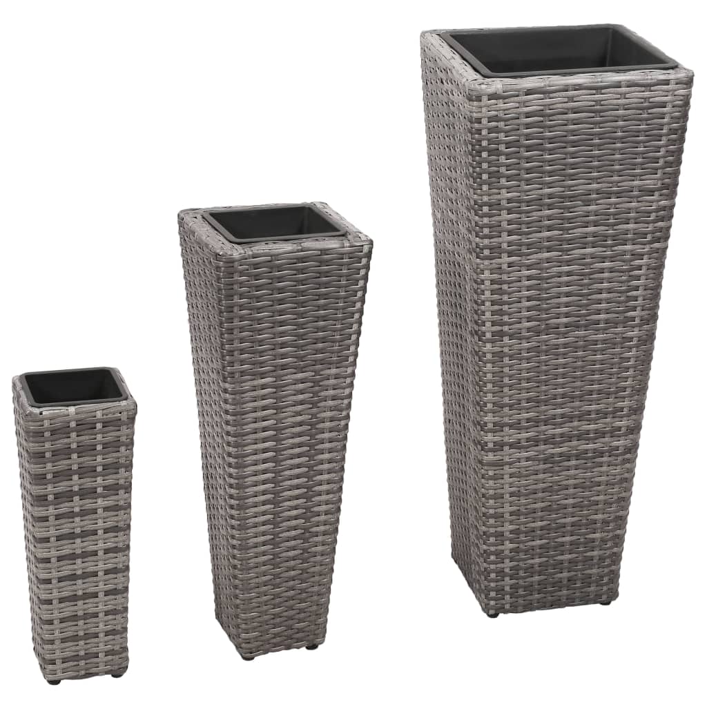 Blumenkübel 3 Stk. Polyrattan