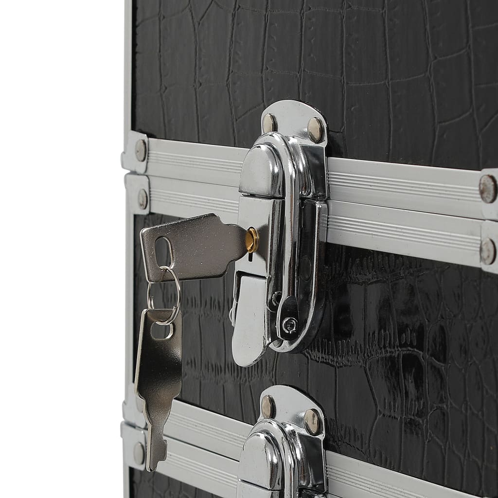 Kosmetikkoffer Aluminium Schwarz Mit Krokoprägung