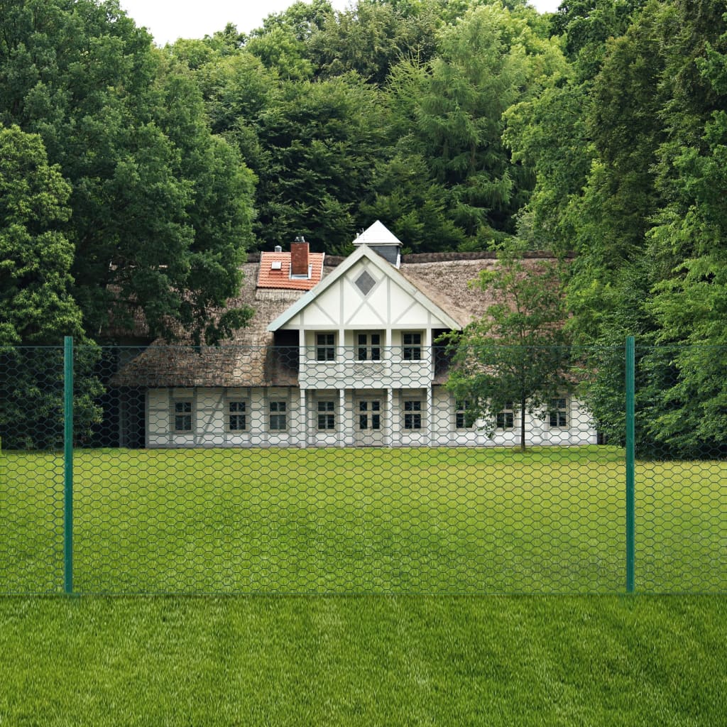 Maschendrahtzaun Mit Pfosten Stahl 25 X 0,5 M Grün