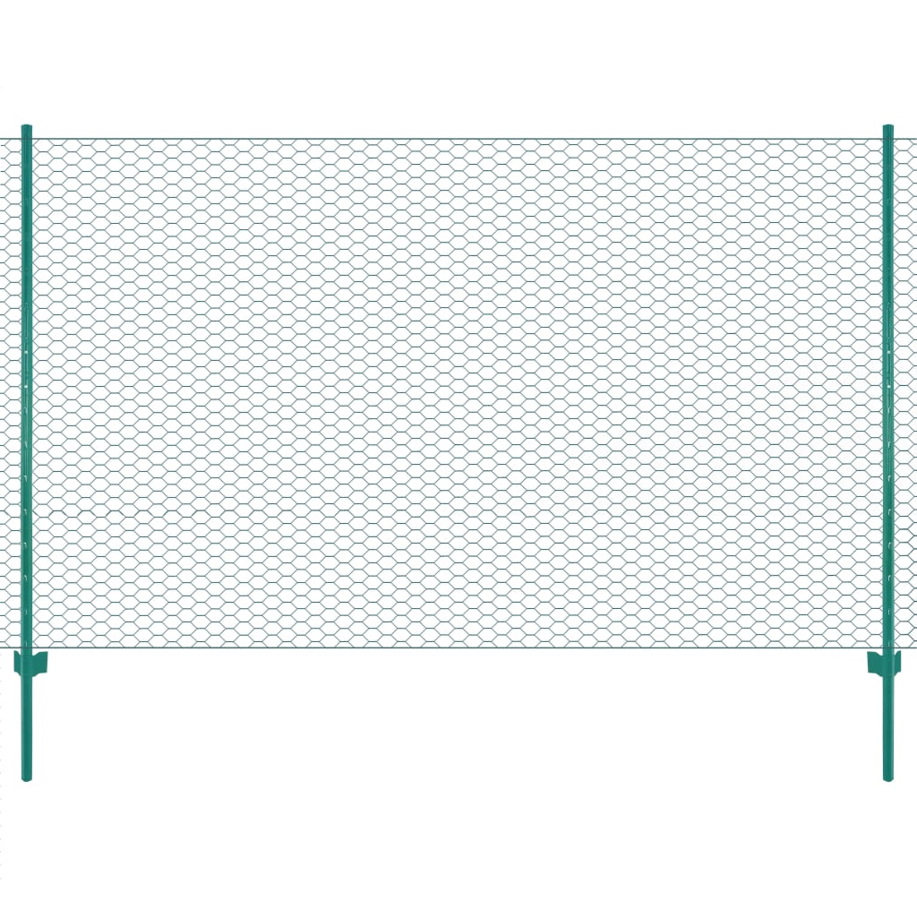 Maschendrahtzaun Mit Pfosten Stahl 25 X 0,5 M Grün