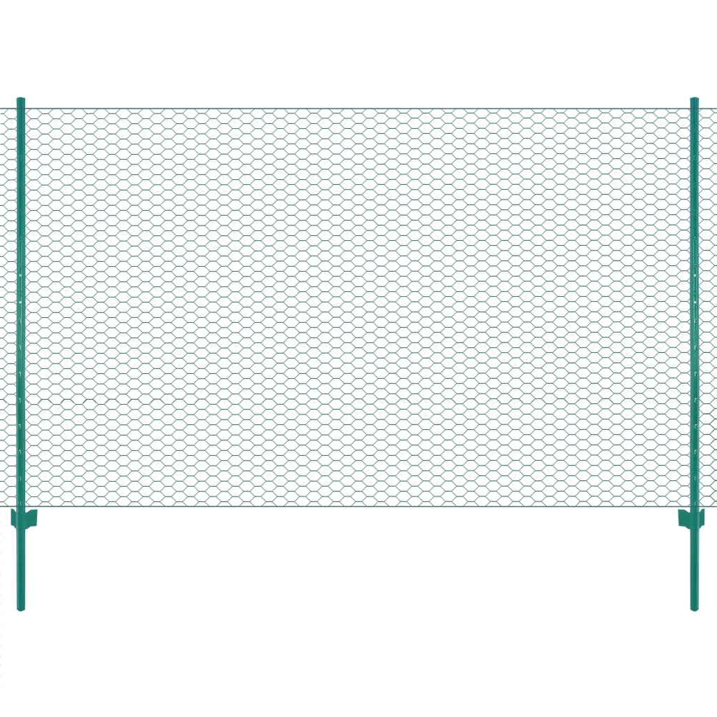 Maschendrahtzaun Mit Pfosten Stahl 25 X 0,5 M Grün