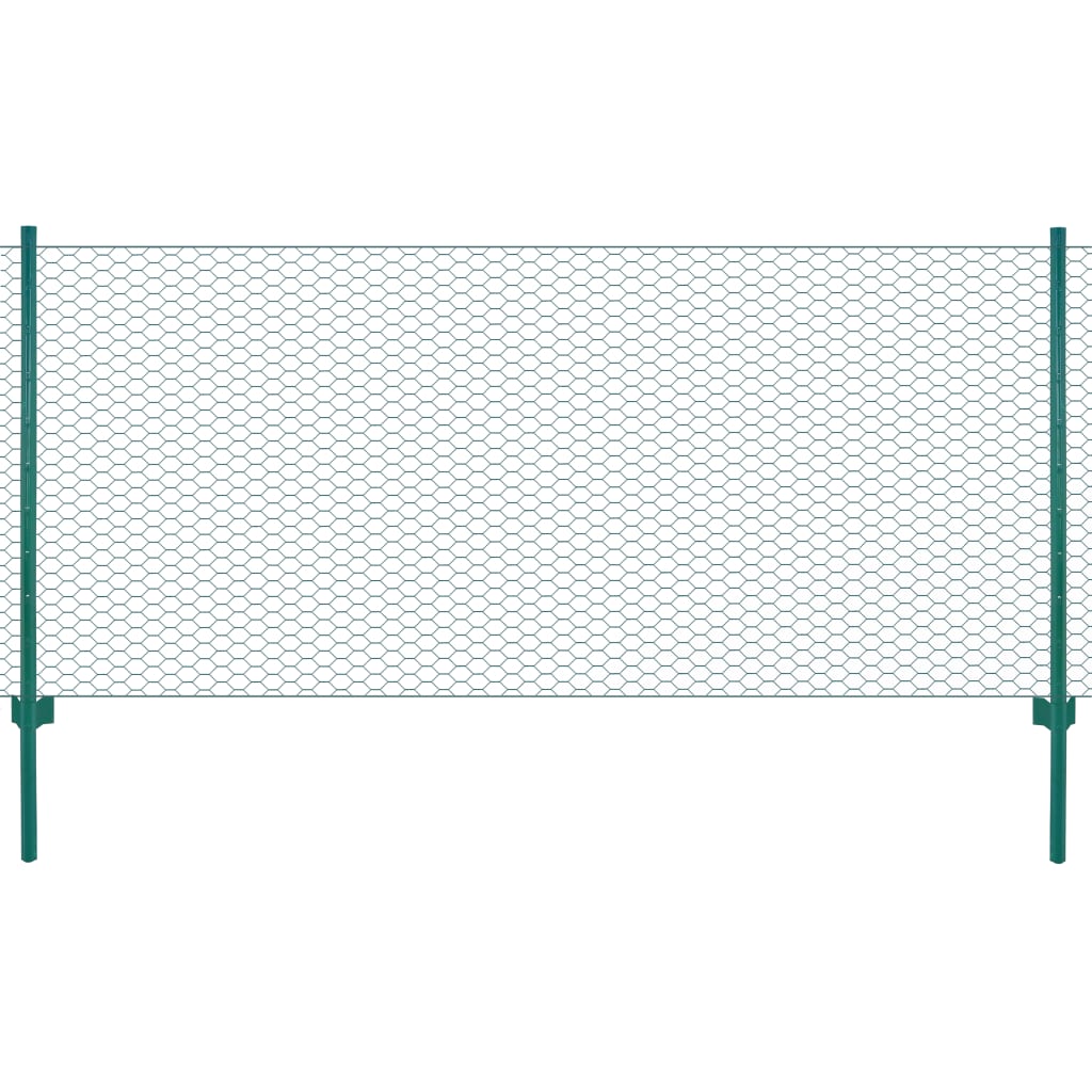 Maschendrahtzaun Mit Pfosten Stahl 25 X 0,5 M Grün