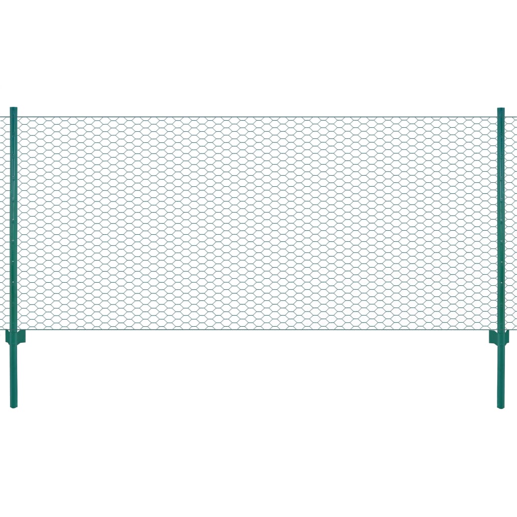 Maschendrahtzaun Mit Pfosten Stahl 25 X 0,5 M Grün