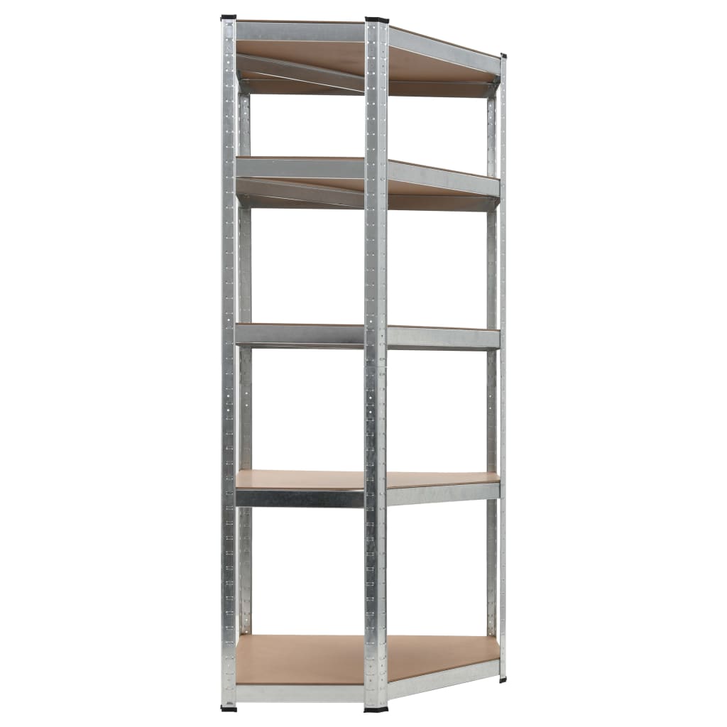 Eckregal Mit 5 Böden N Stahl & Holzwerkstoff Silber