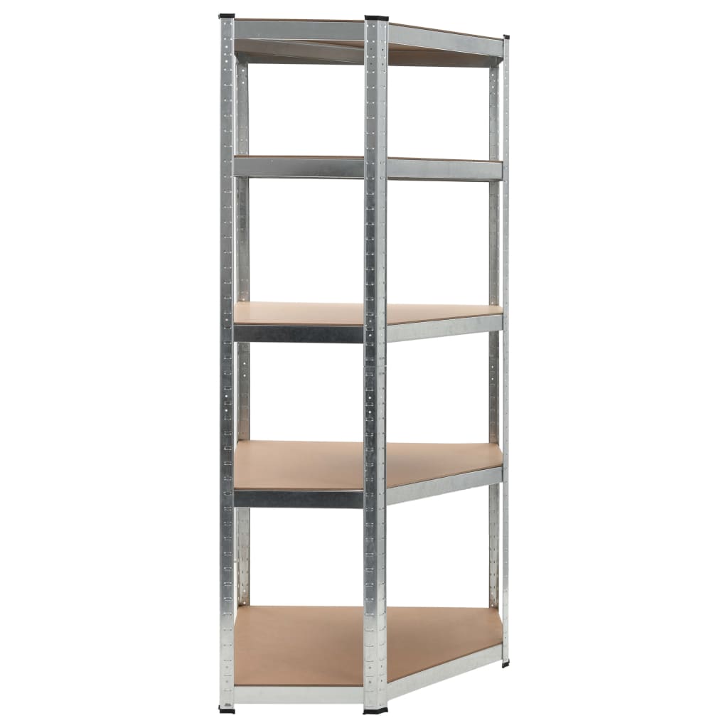 Eckregal Mit 5 Böden N Stahl & Holzwerkstoff Silber