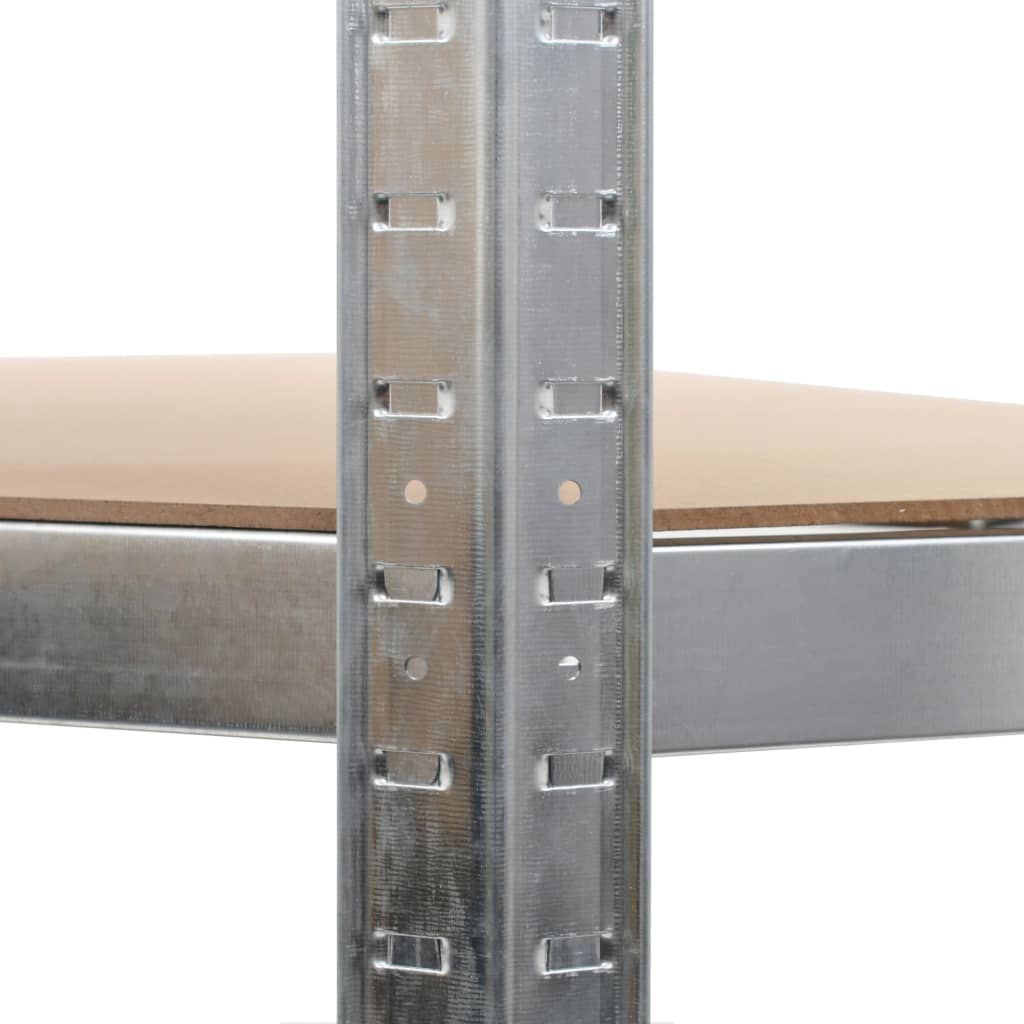 Eckregal Mit 5 Böden N Stahl & Holzwerkstoff Silber