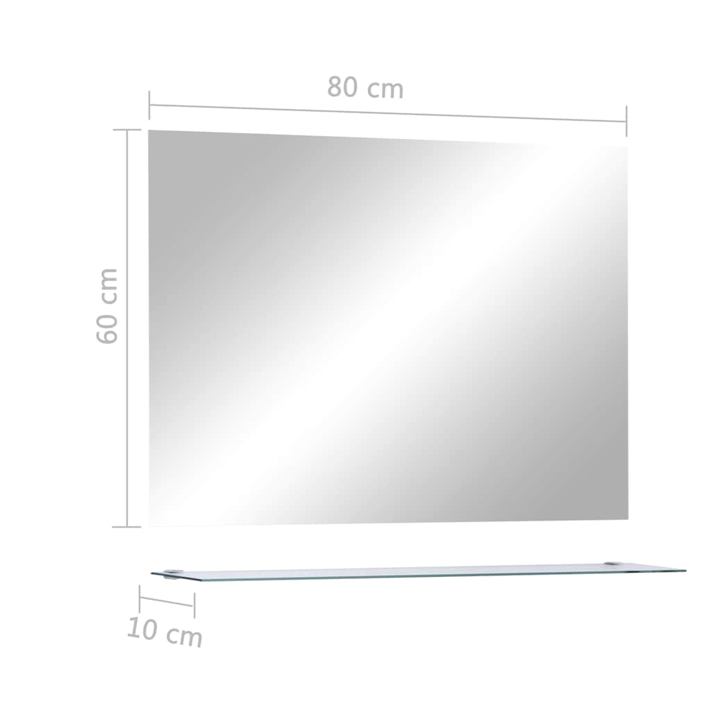 Wandspiegel Mit Regal 80×60 Cm Hartglas