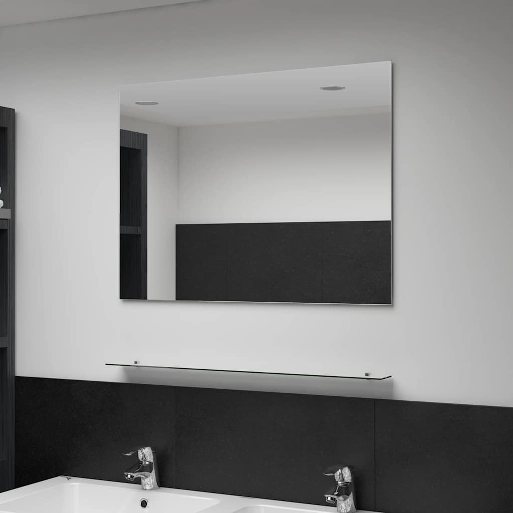 Wandspiegel Mit Regal 80×60 Cm Hartglas