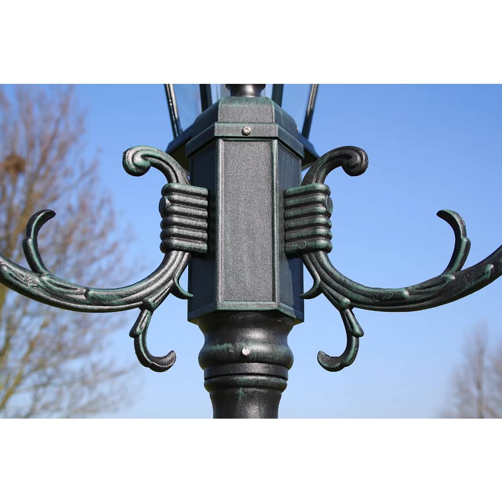 Gartenlaterne 3-Flammig 230 Cm Dunkelgrün/Schwarz Aluminium