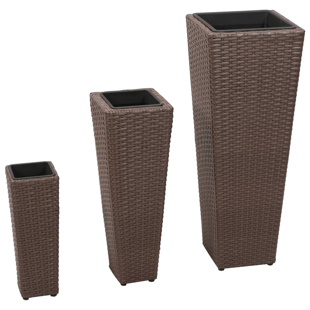 Blumenkübel 3 Stk. Polyrattan