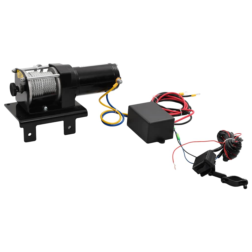 Elektrische Seilwinde + Montageplatte Rollenführung 1360 Kg 12V