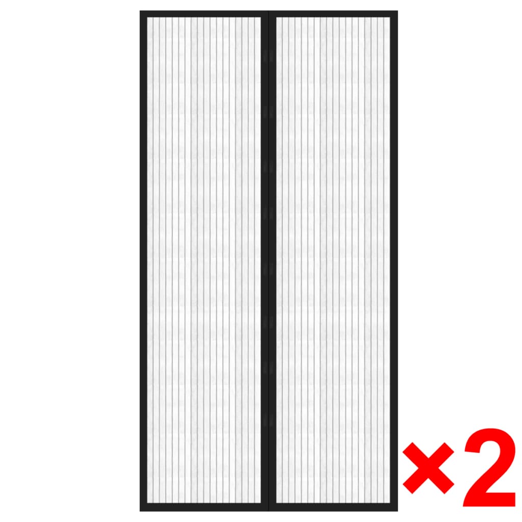 Fliegengitter-Türvorhang 2 Stk. Magnet Schwarz