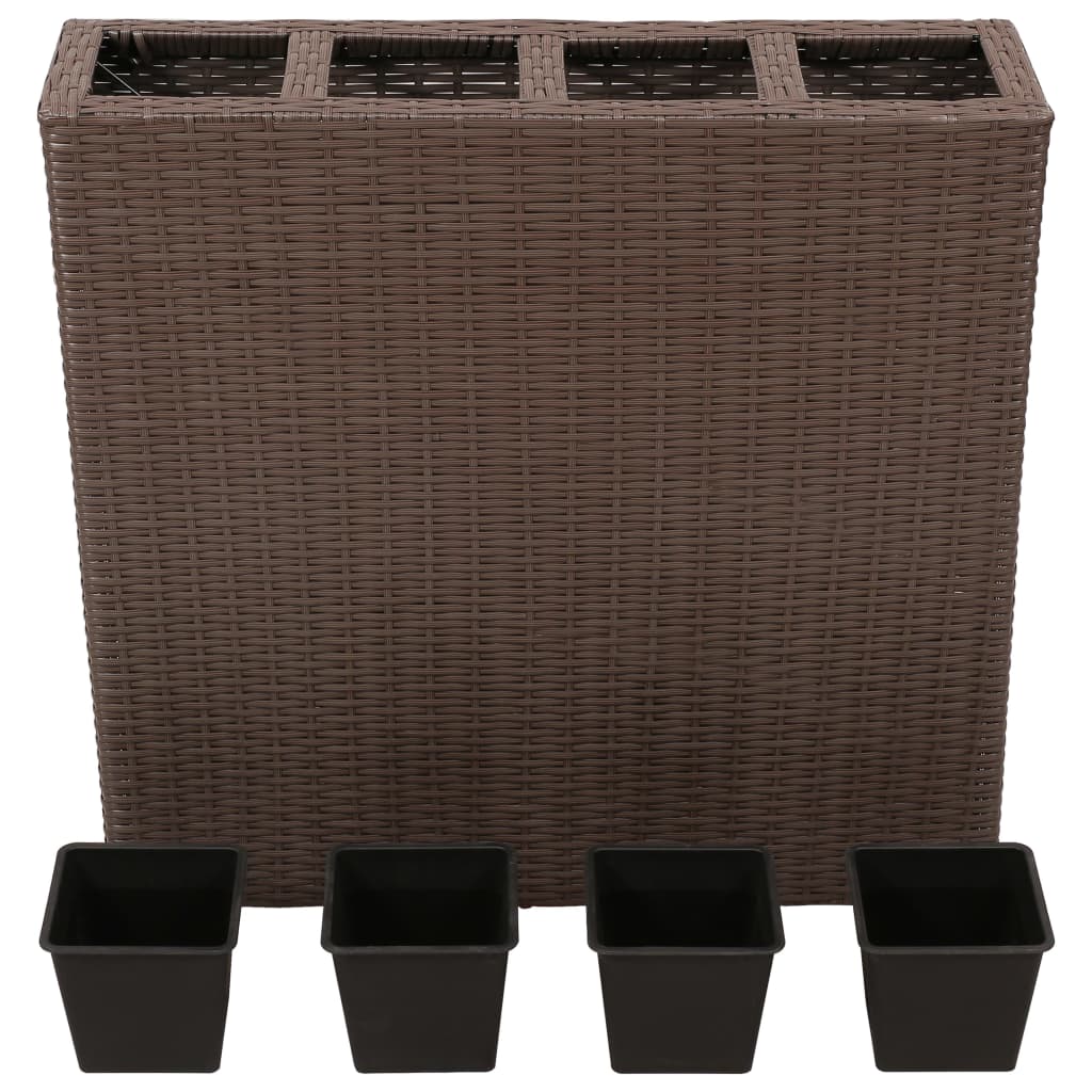 Garten-Hochbeet Mit 4 Töpfen Poly Rattan