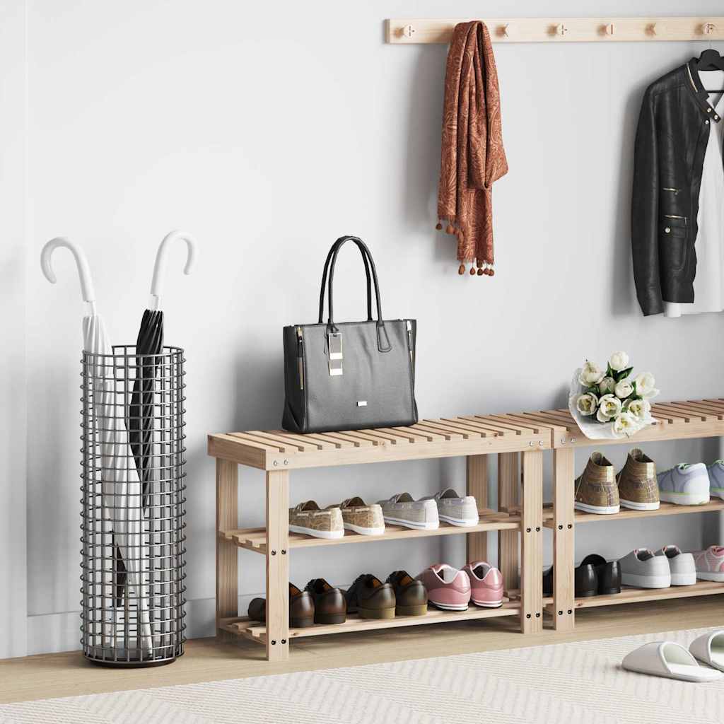 2-In-1 Schuhregal Mit Sitzfläche Massivholz Tanne