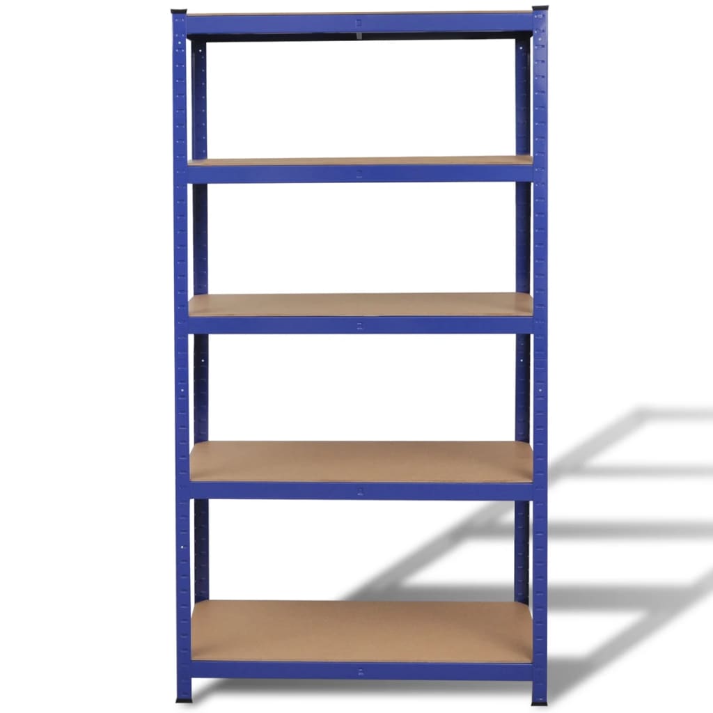 Lagerregal Mit 5 Böden Stahl & Holzwerkstoff Blau