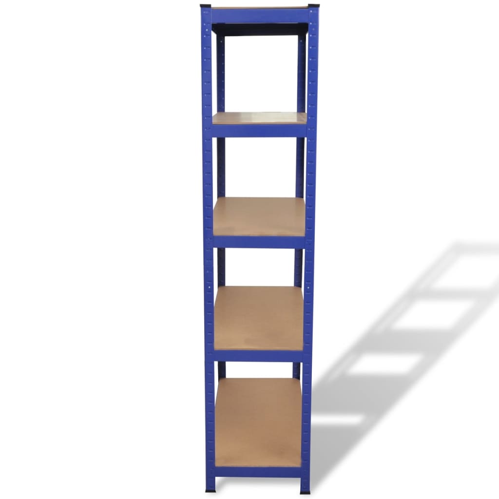 Lagerregal Mit 5 Böden Stahl & Holzwerkstoff Blau