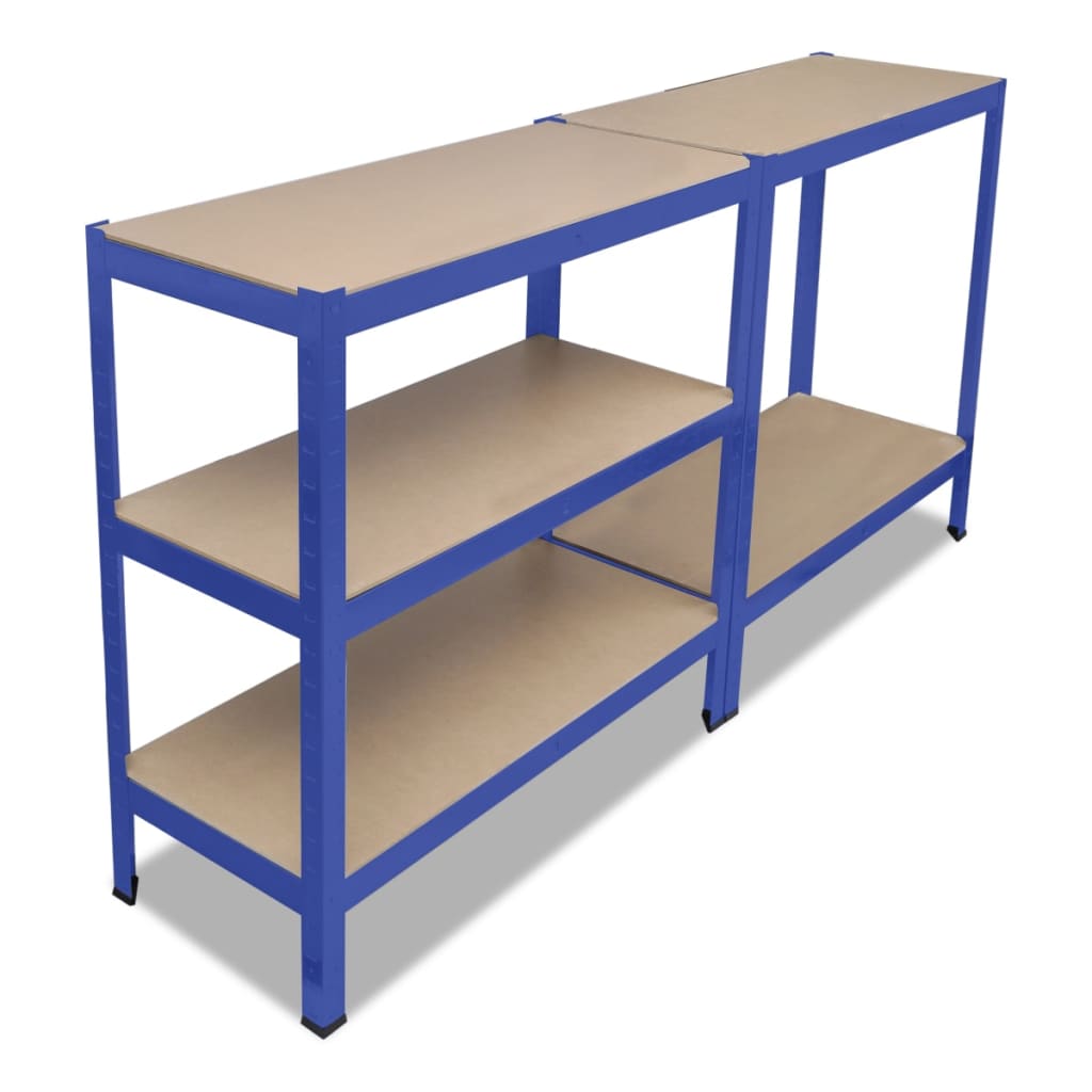 Lagerregal Mit 5 Böden Stahl & Holzwerkstoff Blau